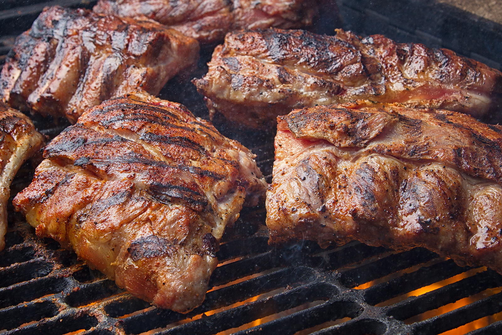 Pork ribs grilling barbecue