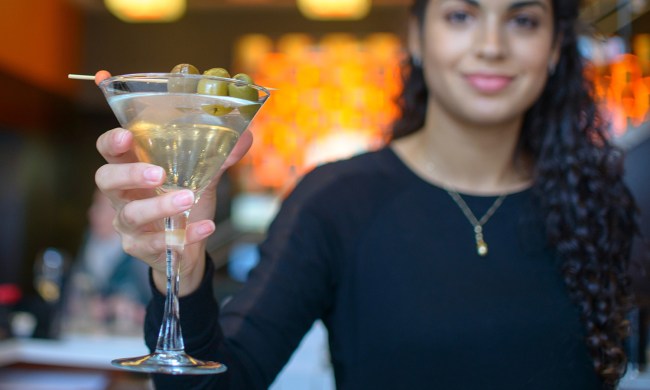 Bartender with a martini