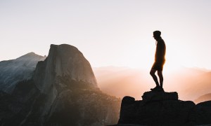 hiking sunrise silhouette