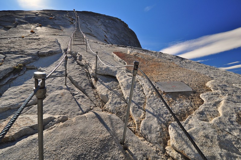 The cables on Half Dome in Yosemite National Park, California.