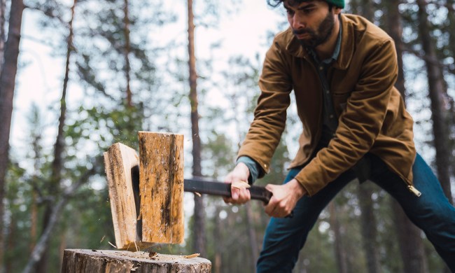 Man splitting wood