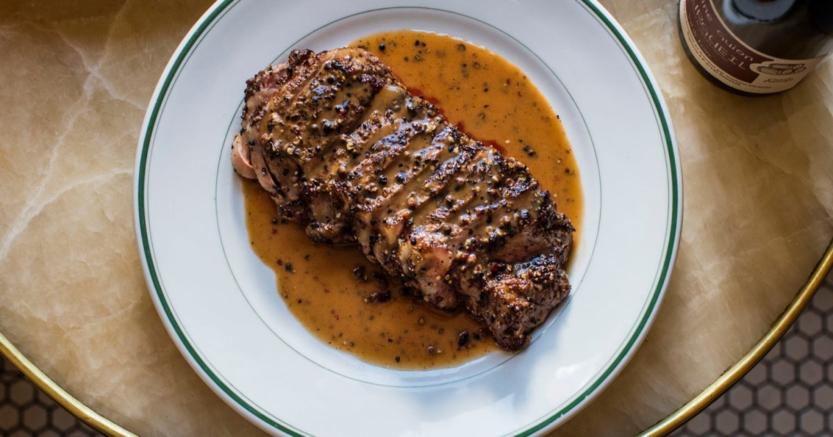 Pork Chop au Poivre with Red Wine–Shallot Sauce Recipe - Mary