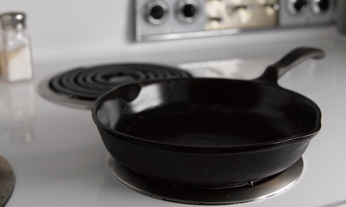 Cast-iron skillet pan on oven top