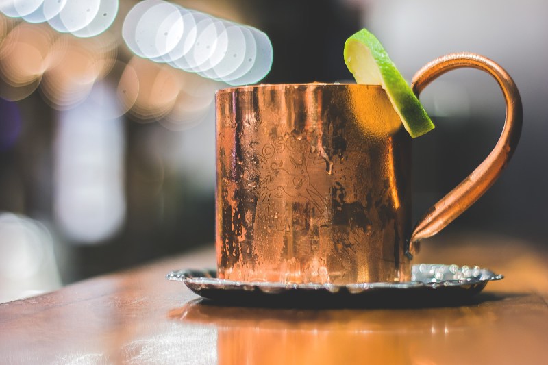 Moscow Mule in a copper mug with lime