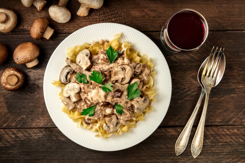 Umami mushroom pasta red wine