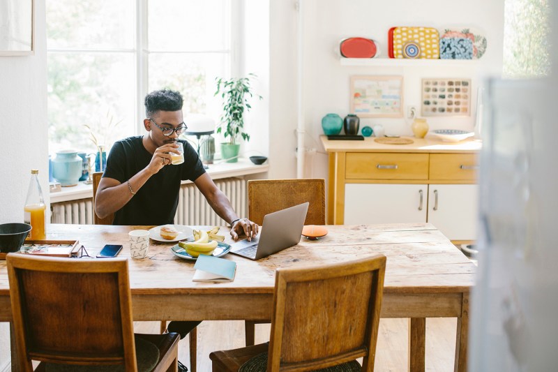 work from home kitchen table breakfast