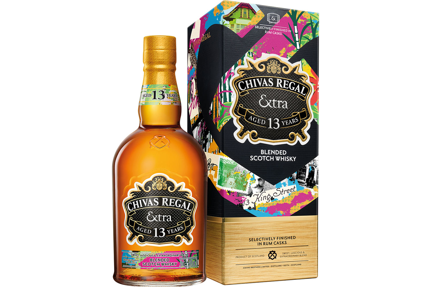 chivas extra 13 collection rum packshot bottle and box 70cl