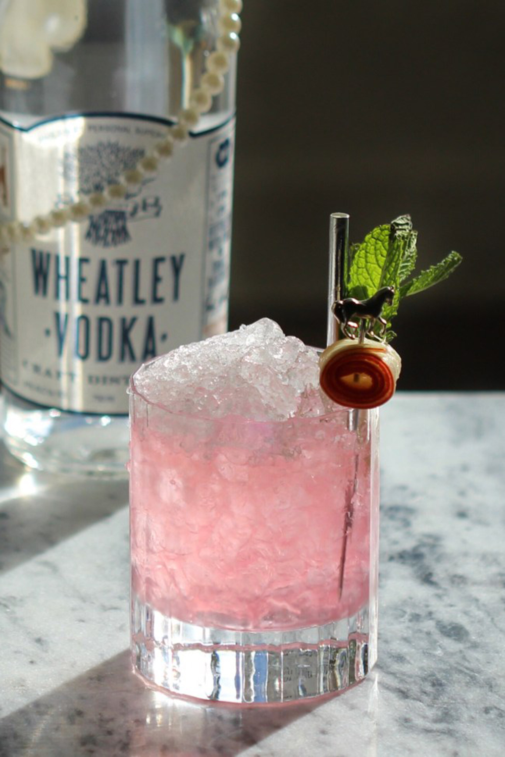Rhubarb vodka mint julep