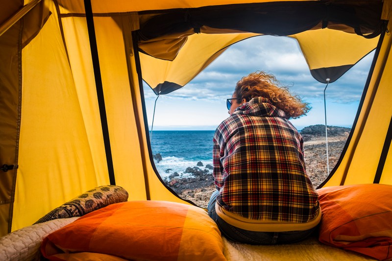 Rooftop camping tent interior