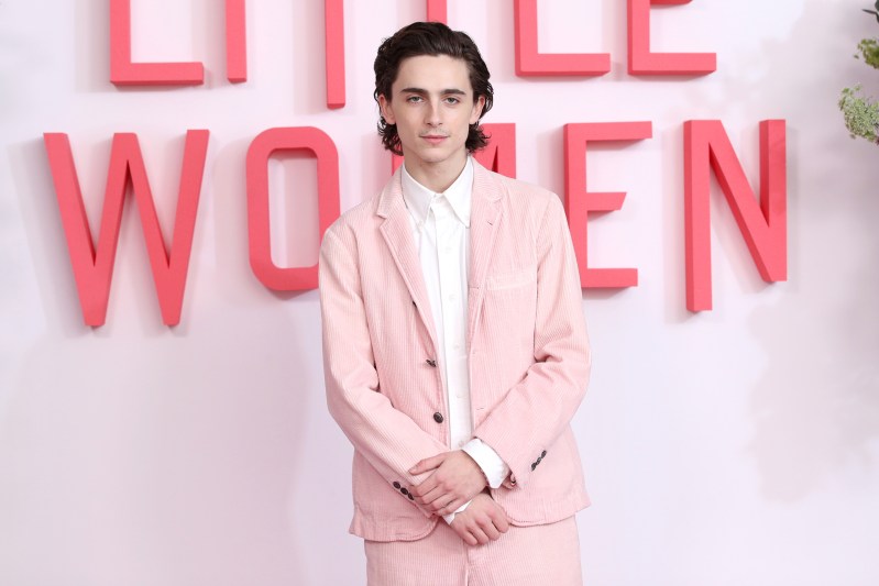 Timothée Chalamet rocking a rose fit at the London Premiere of "Little Women."