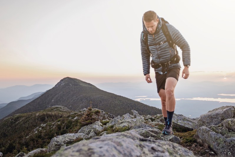 Man walks Appalachian Trail mountaintop in Maine