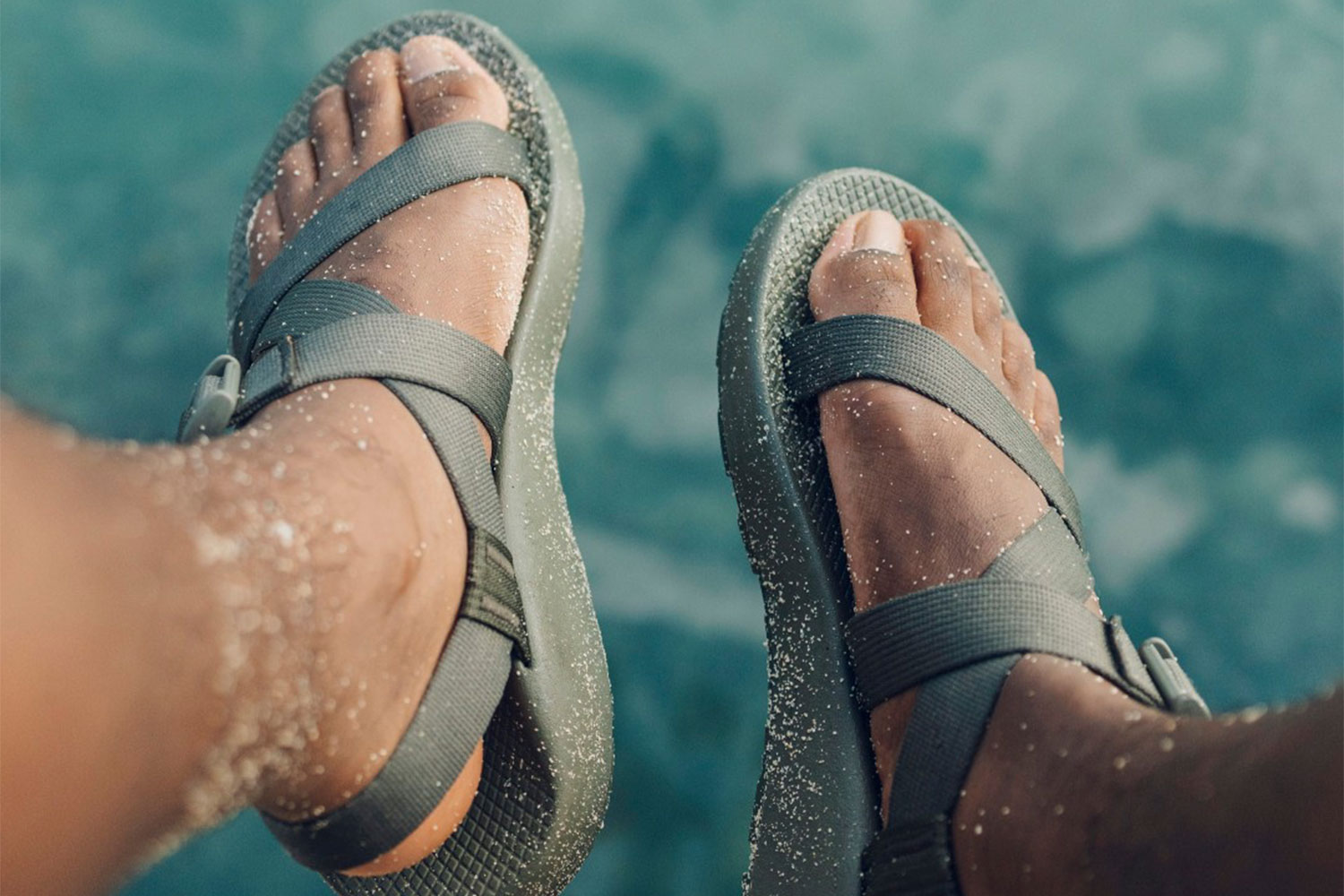 chaco sandals on feet