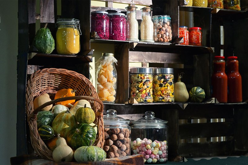 Pantry full of jarred food