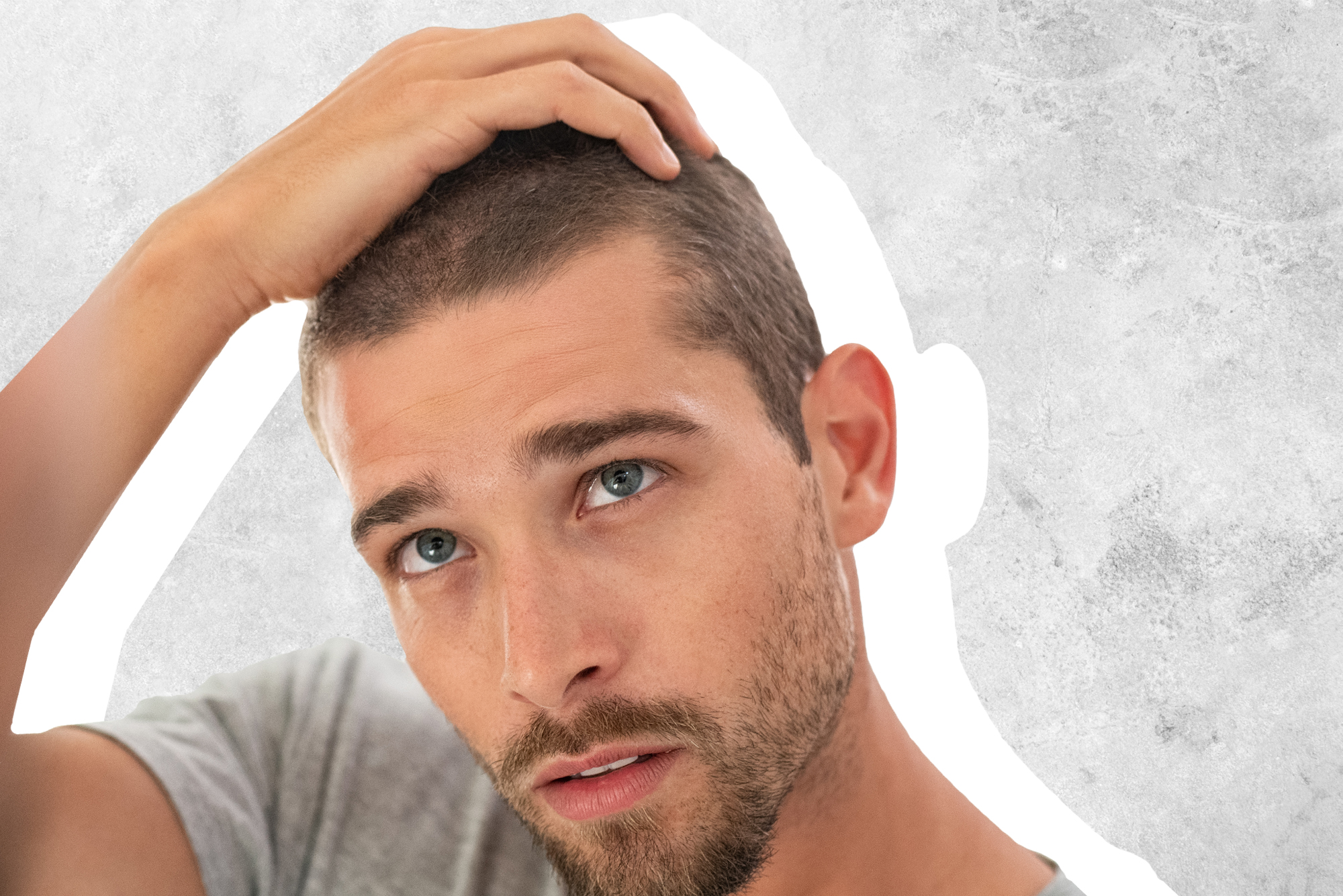 Man looking at hair loss