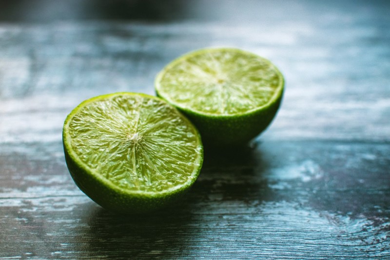 A lime cut in half