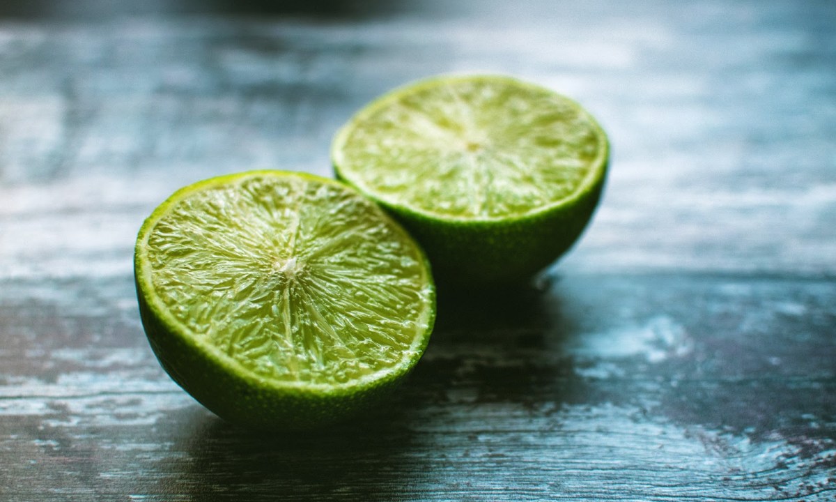 A lime cut in half