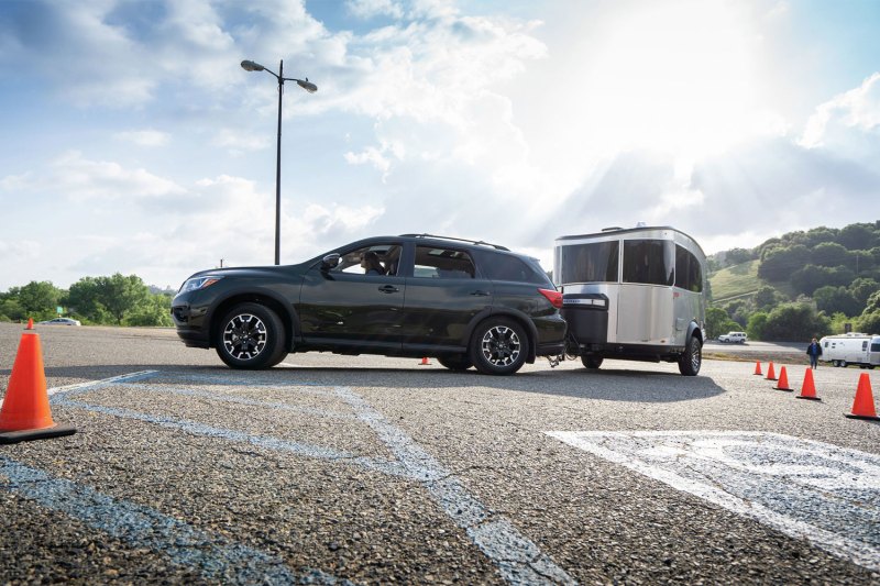 Car towing an RV