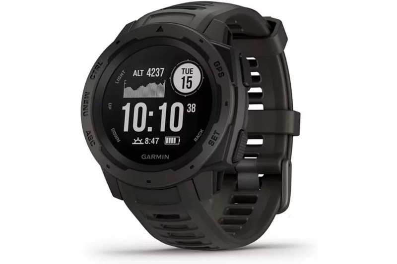 The Garmin Instinct smartwatch in black, on a white background.