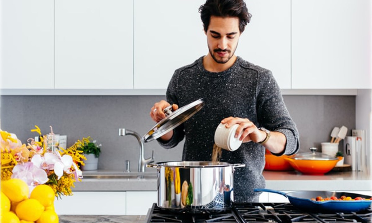 Man cooking in his kitchen
