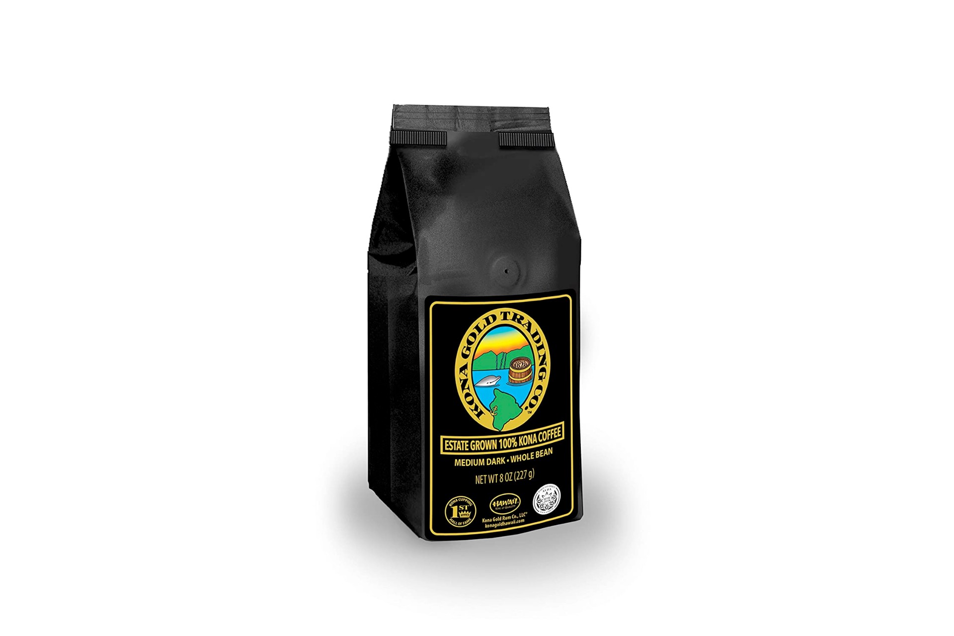 A bag of Kona Gold coffee beans.