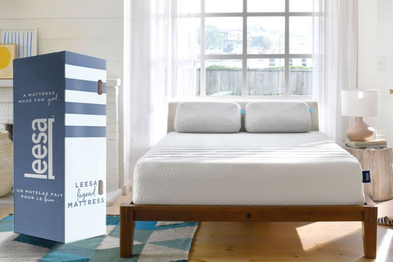 The Leesa Legend Mattress on the bedframe.