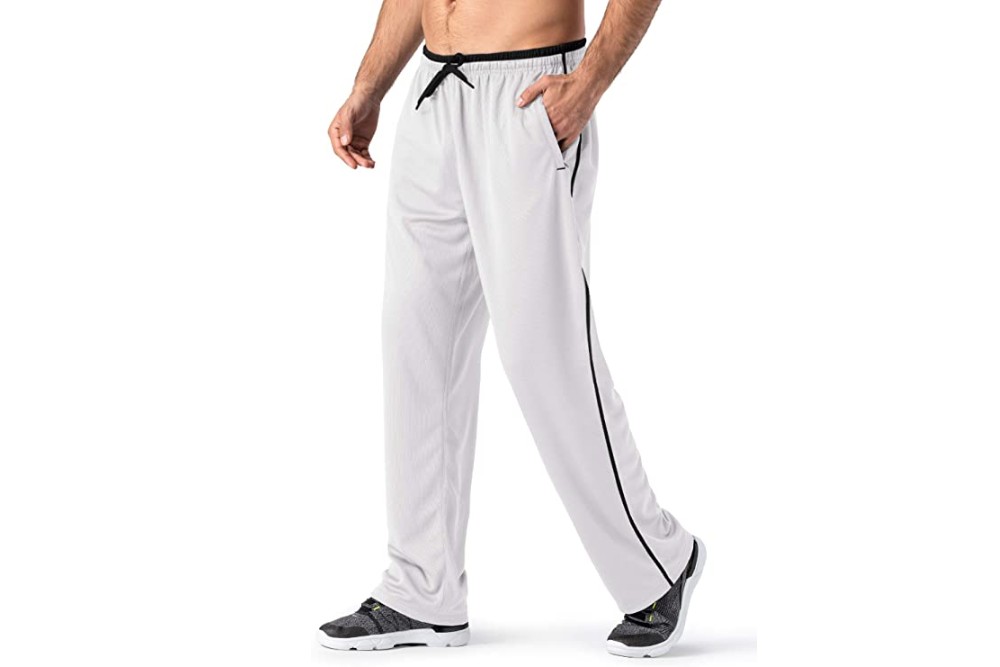 Mens Fleece Sweatpants Open Bottom Joggers Straight Leg Running Casual Loose Fit Athletic Pants with Pockets 