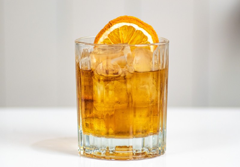 An Old Fashioned cocktail.