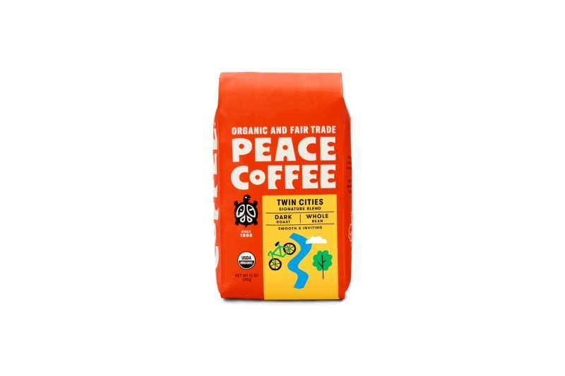 A bag of Peace Coffee beans.