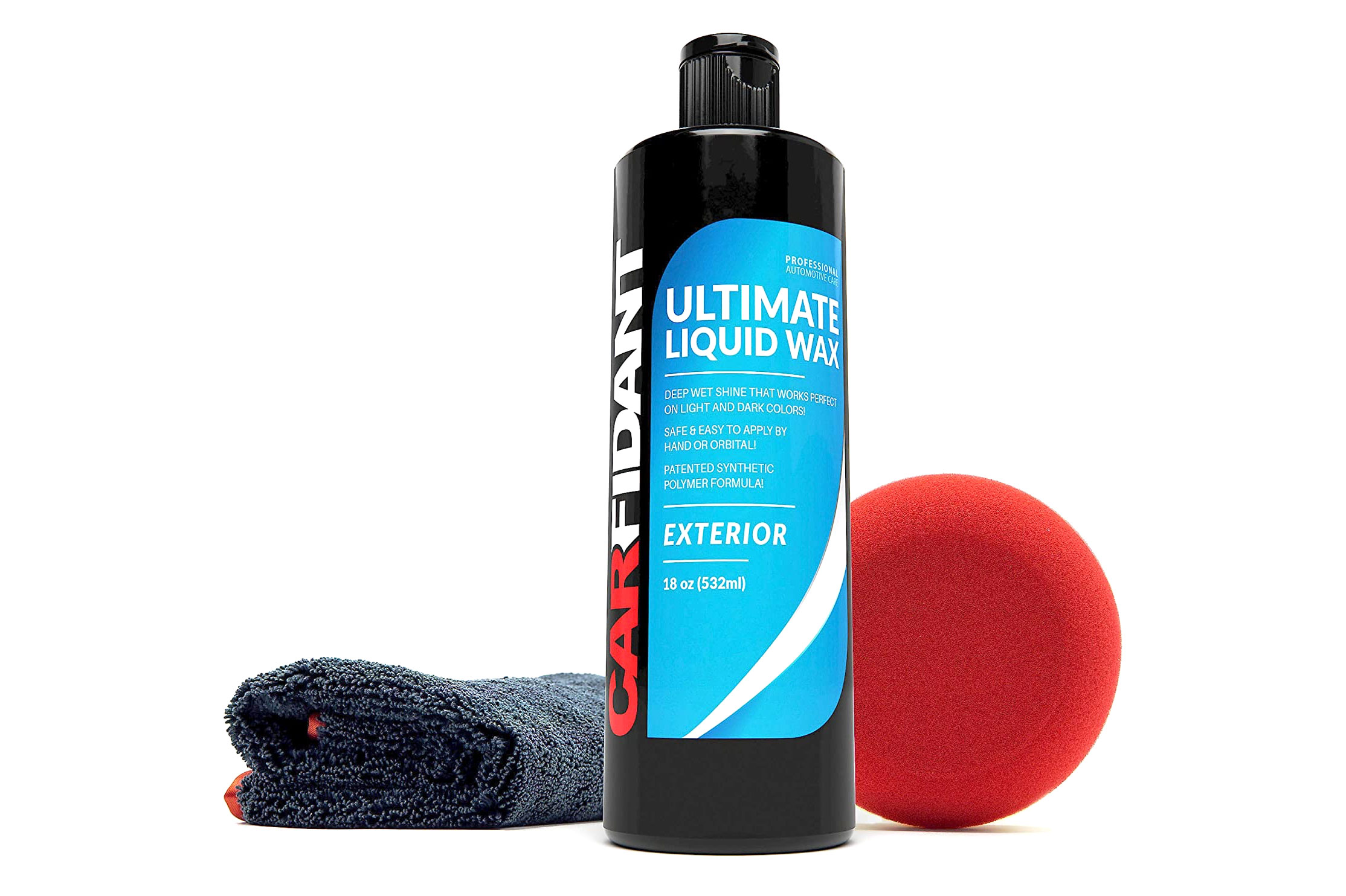 A bottle of Carfidant Ultimate Liquid Wax.