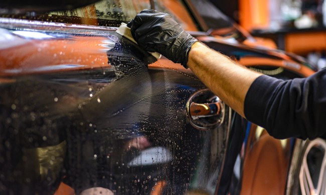 A man cleaning a car