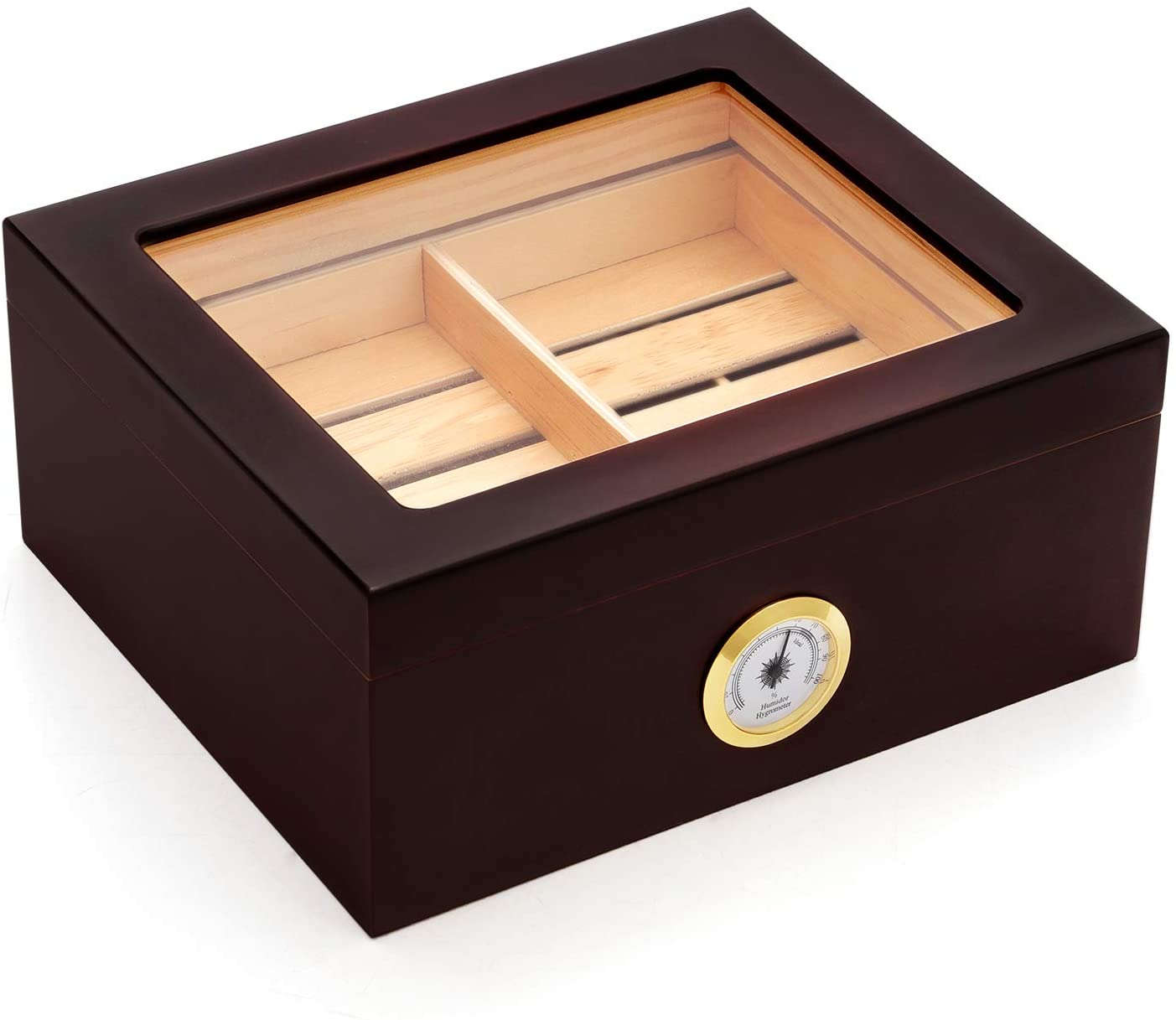 Kendal Glass Top Desktop Cigar Humidor on a white background.