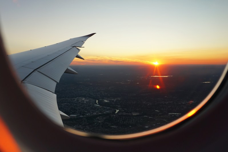 Watching the sunset from the plane