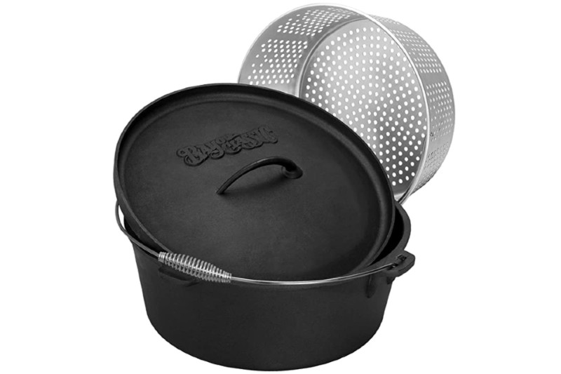 Kimmyer Cast Iron Dutch Oven For Frying Cooking Baking Broiling No coating with Tight-Fitting Lid and Easy-To-Grip Handle 3.5-Quart Cooker Stock Pot 