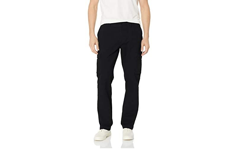 Amazon Essentials Slim-Fit Stretch Cargo Pants in black.