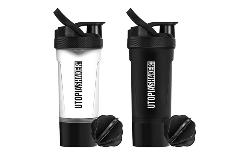 JEELA Sports - 2 Pack Protein Shaker Bottles for Protein Mixes with Shake Ball - 24 oz, Dishwasher Safe Blender Shaker Bottles, Shaker Cup for