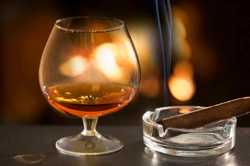 Brandy glass and cigar