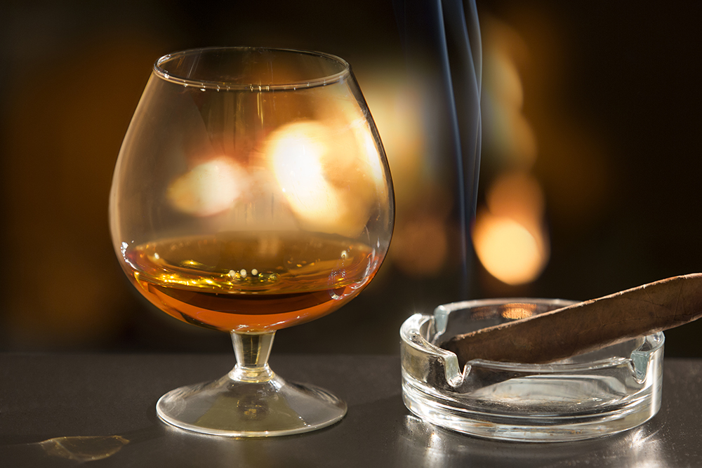 Brandy glass and cigar