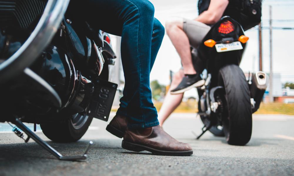 Man wearing motorcycle boots