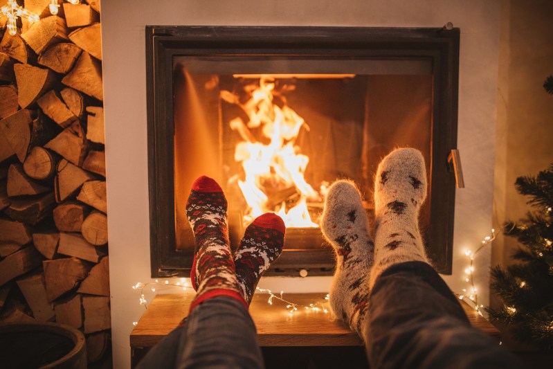 Warming feet with a fireplace