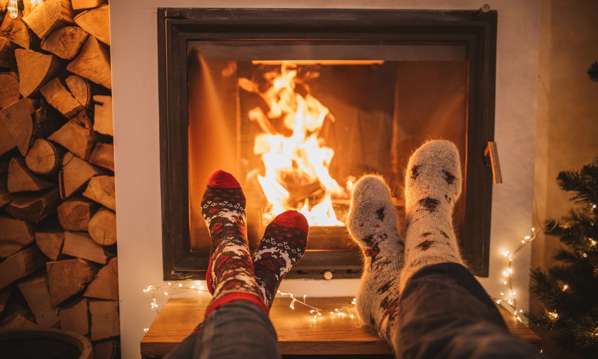 Warming feet with a fireplace