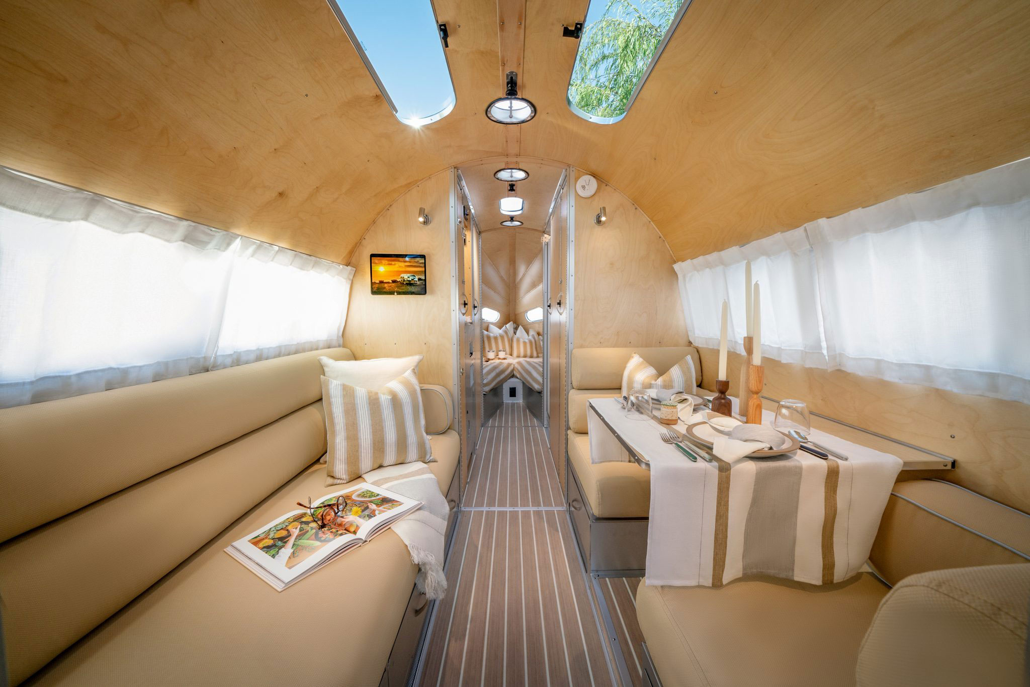 Bedroom in the Bowlus Terra Firma Travel Trailer