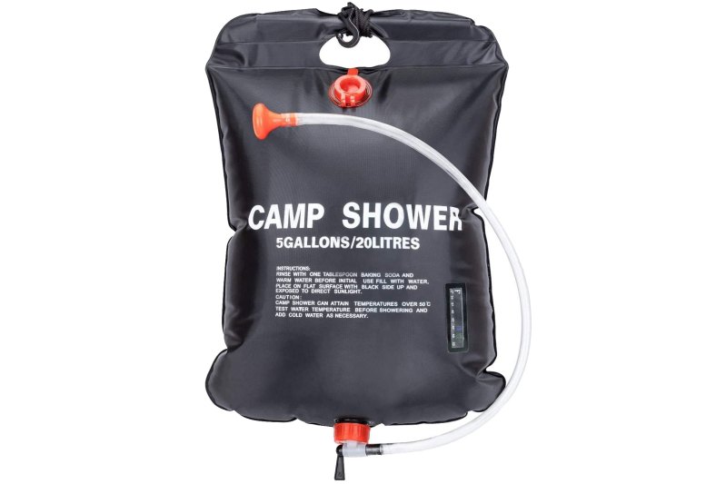 FeChiX Portable Solar Camping Shower on a plain white studio background.