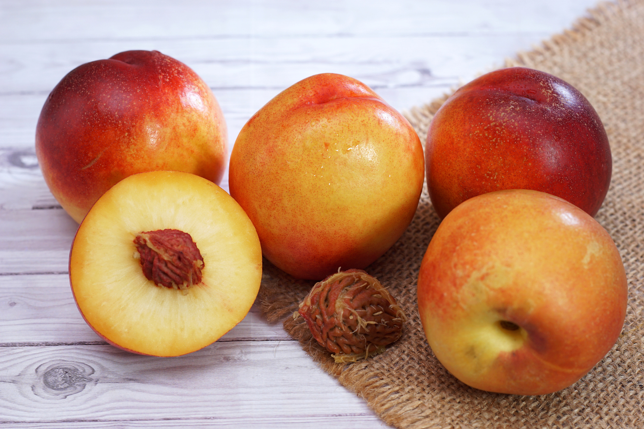 Nectarines on a table