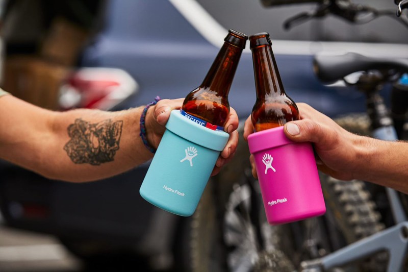Cheersing beer bottles with Hydro Flask beer can insulators.