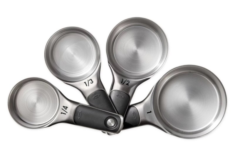 OXO Good Grips 3-Piece Angled Measuring Cup Set, Black & OXO Good Grips 4  Piece Stainless Steel Measuring Spoons with Magnetic Snaps & OXO Good Grips