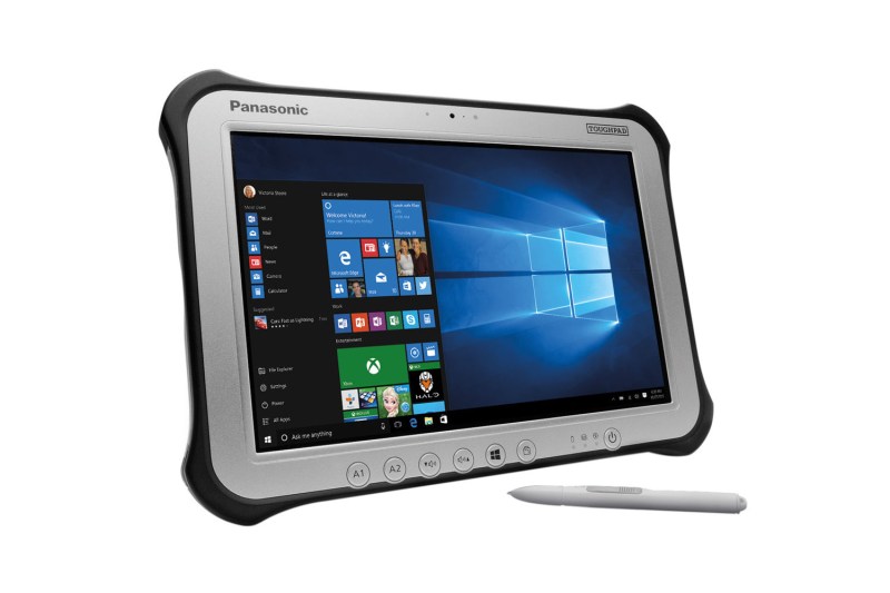 Panasonic Toughpad FZ-G1 rugged tablet on a white background.
