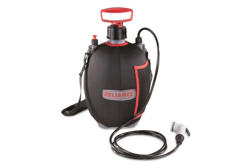 Reliance Products Flow Pro Pressurized Portable Shower on a plain white background.