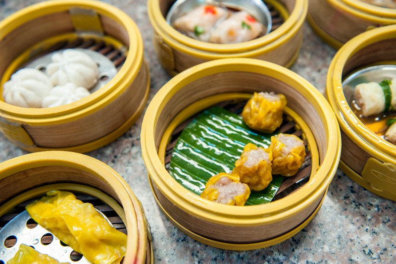 Baskets of dim sum, a traditional breakfast