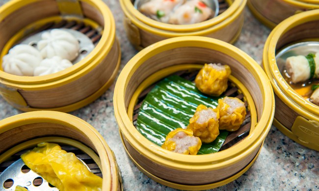 Baskets of dim sum, a traditional breakfast