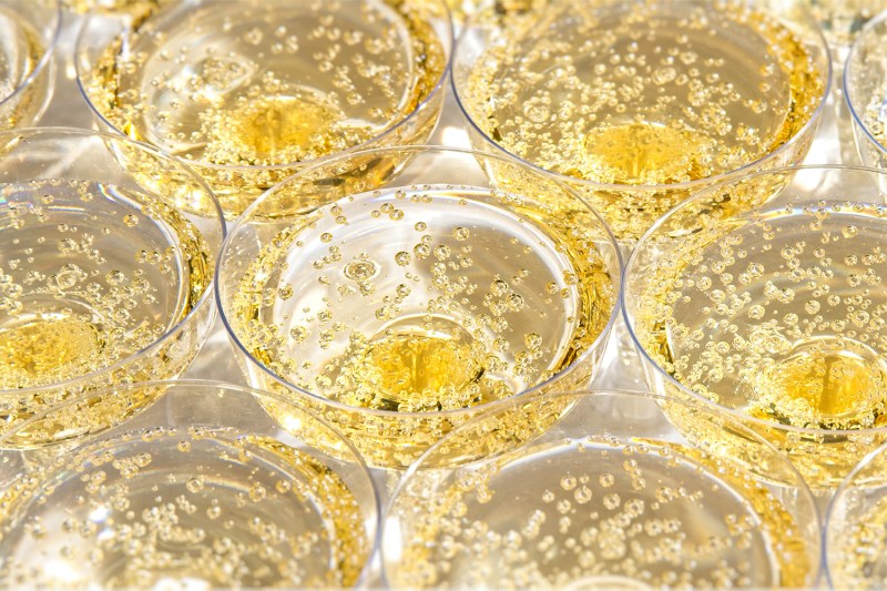 A sea of sparkling wine in glasses